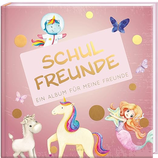 PAPERISH Verlag Schulfreunde Mädchen Album für meine Freunde, Geschenk für Schultüte Einschulung und Schulanfang
